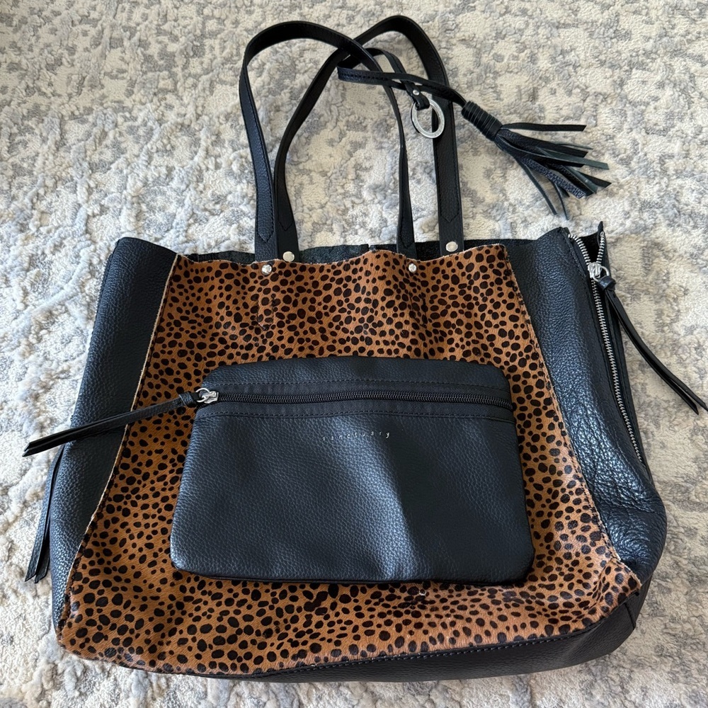 Sanctuary Manhattanville Leopard Print Leather Purse w/ Interior Leather Pouch